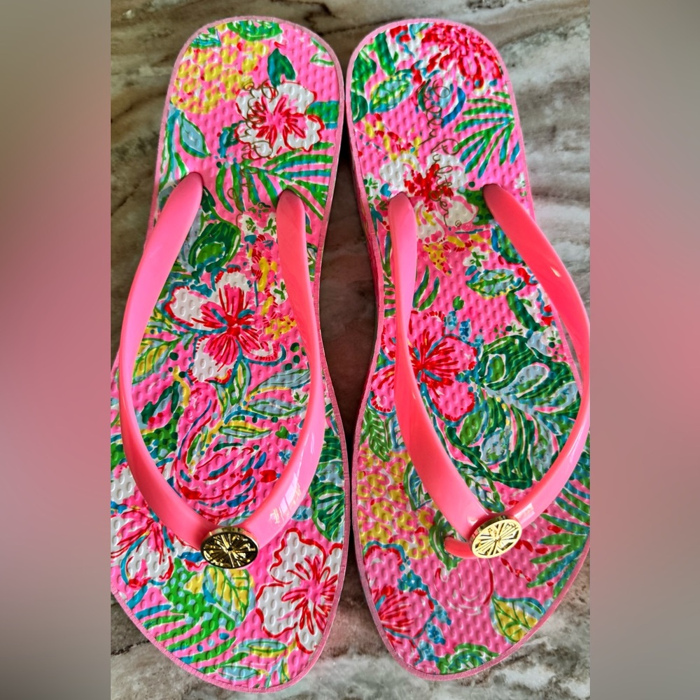 Lilly Pulitzer Pool Flip-Flop Sz 8 - Picture 4 of 16
